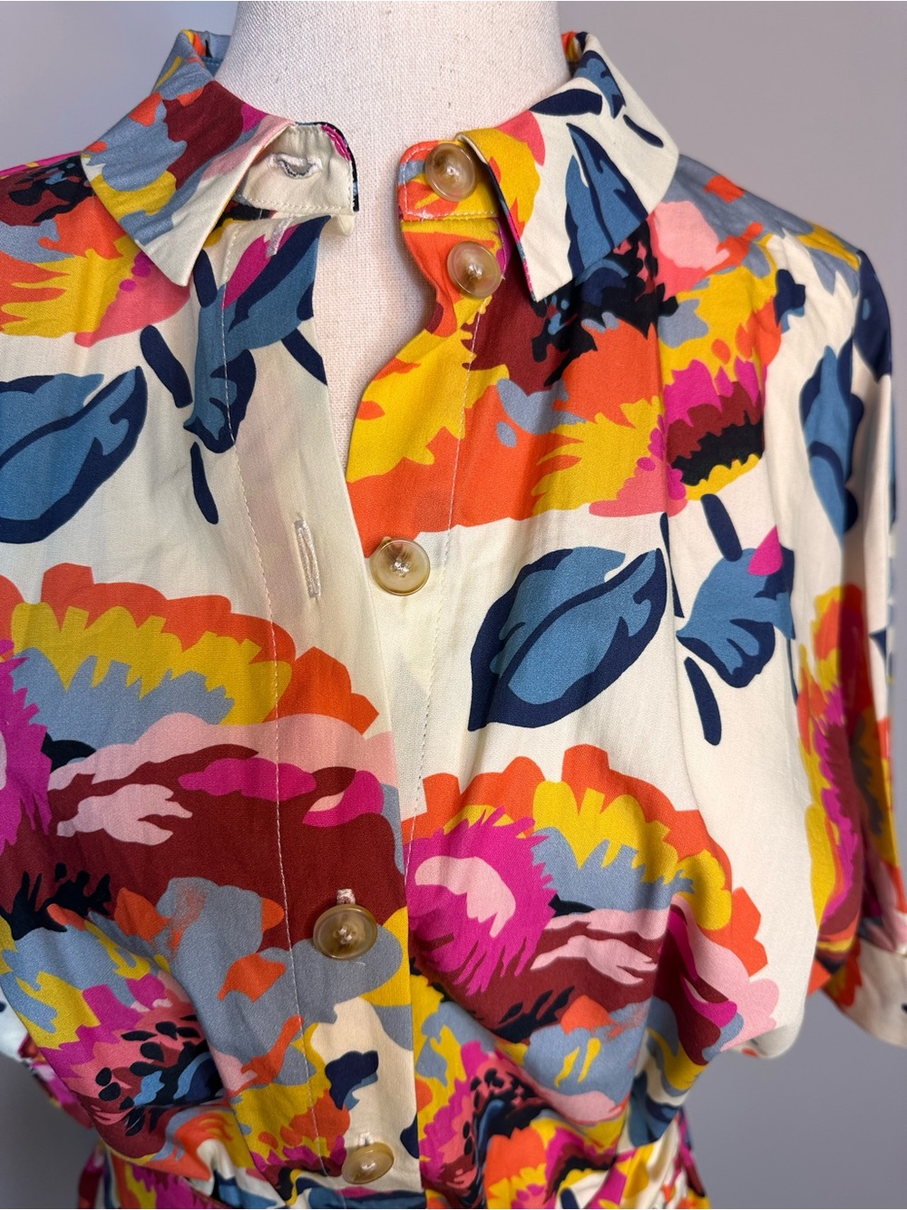 Sz 40 / 8 Sezane x Momonì Joan Jumpsuit romper shorts floral short sleeve pocket - Picture 4 of 13
